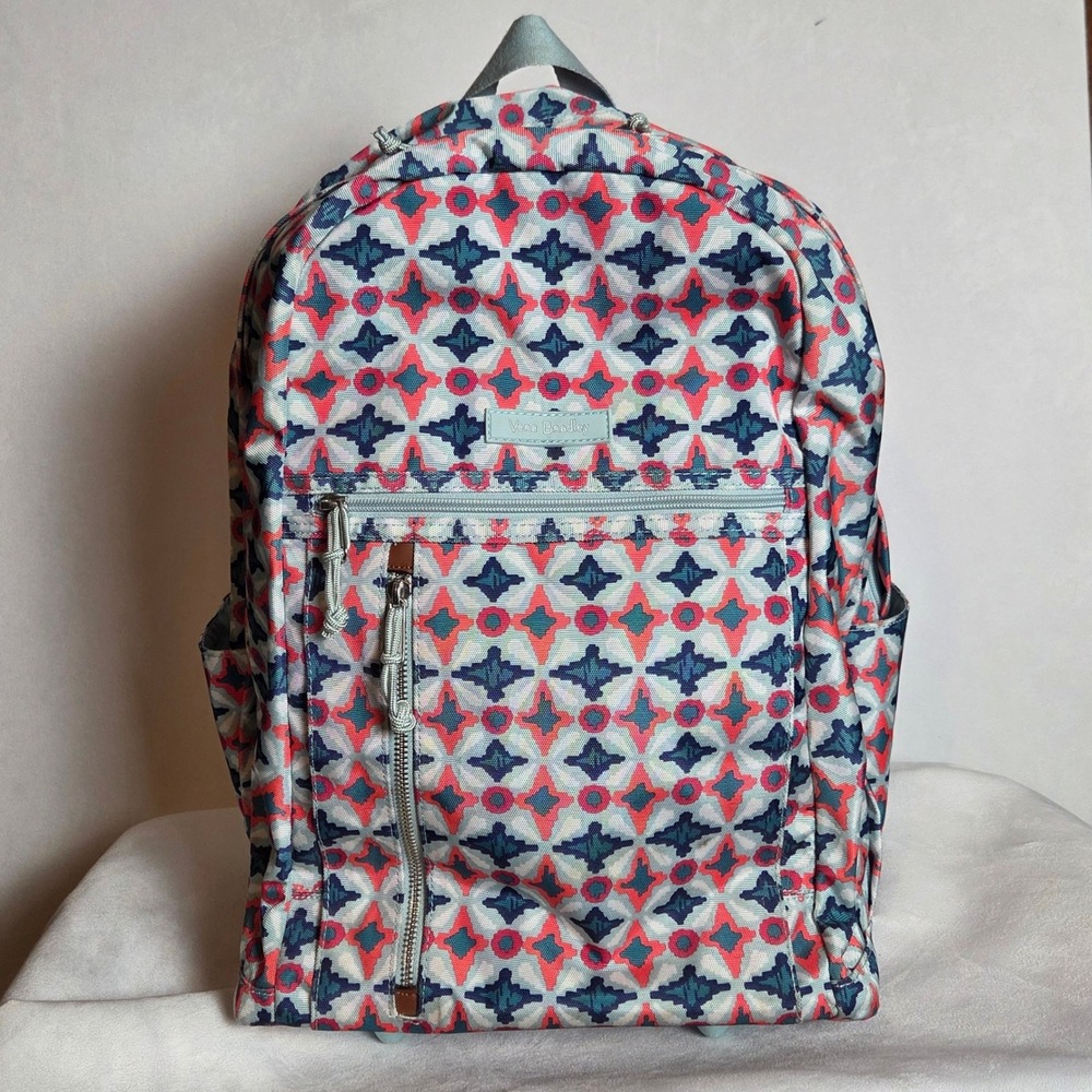 Vera Bradley Lighten Up Large Rolling Backpack Water Geo School Travel Bag